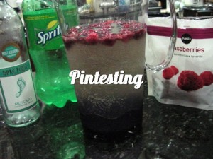 Mix in pitcher with frozen berries