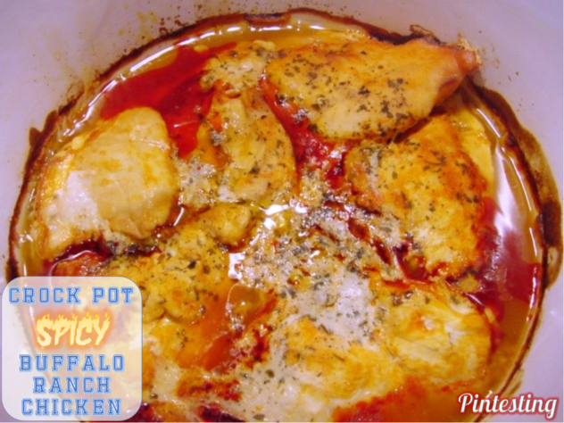 Pintesting Crock Pot Spicy Buffalo Ranch Chicken