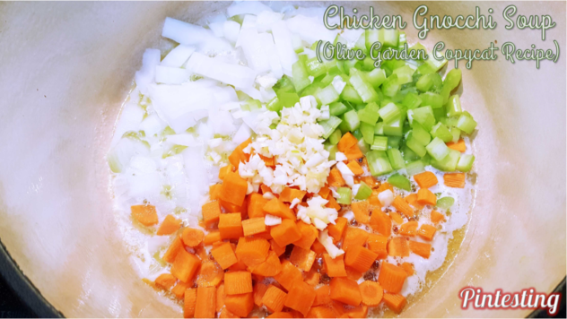 Pintesting Chicken Gnocchi Soup - Add aromatics