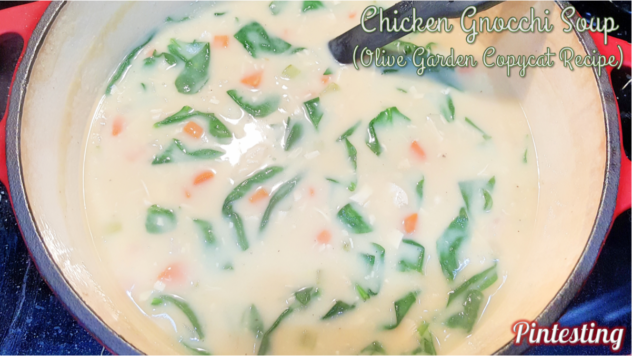 Pintesting Chicken Gnocchi Soup - Add spinach